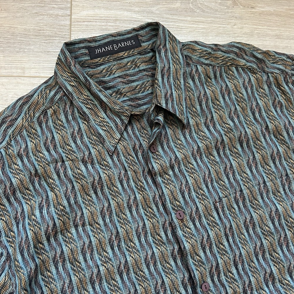 VTG JHANE BARNES Medium Geometric Multi-color Long Sleeve Button‎ Up Shirt